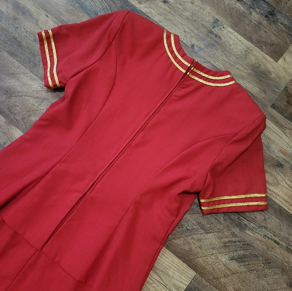 Mrs.Dorby Women's Vintage 80s Gold and Red Star Embellished Zip-Up Dress 12 - Picture 11 of 11